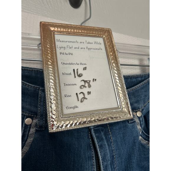 Christopher & Banks Jeans Medium Wash Stretch Denim Fringe Hem Casual Size 10 - Picture 9 of 10